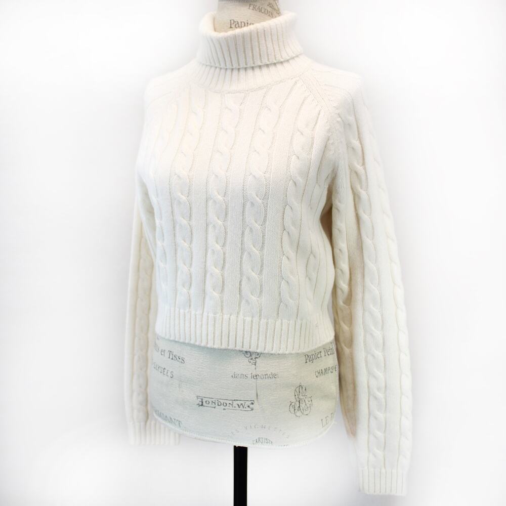 Sunday Best Cable Knit Sweater Pullover Turtleneck Cropped Wool Blend Chunky M